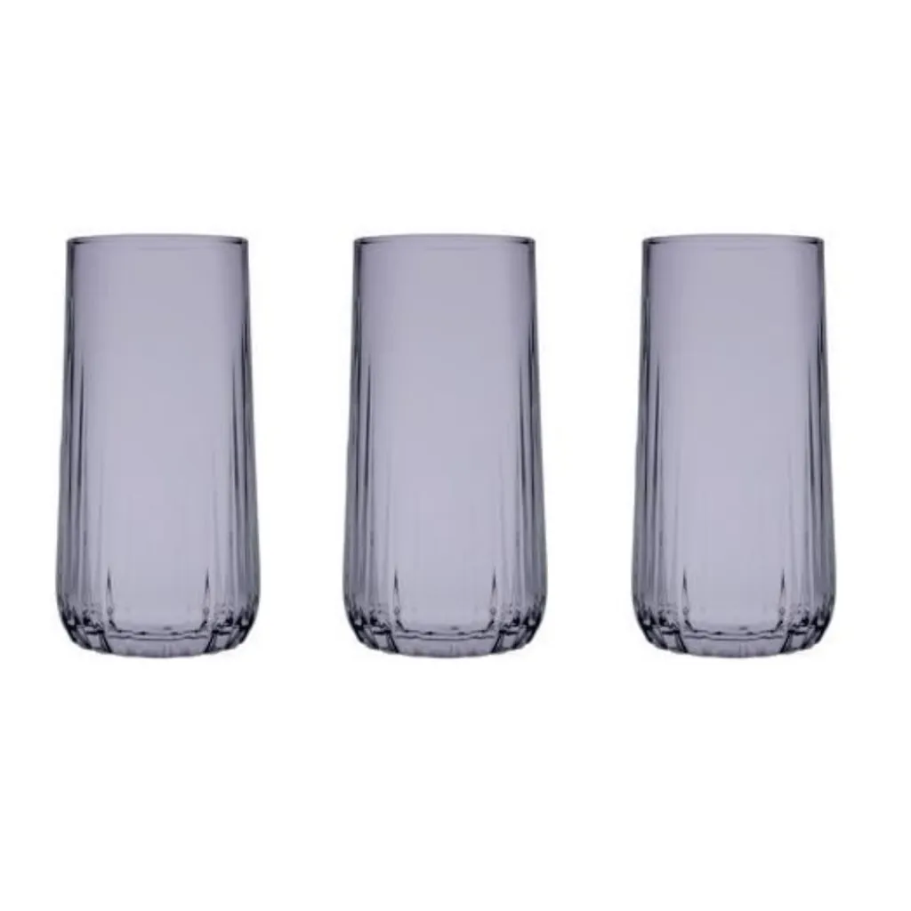 Pasabahce Nova Dunkle Longdrink Gläser 3er Set 360ml Grau Schwarz 420695