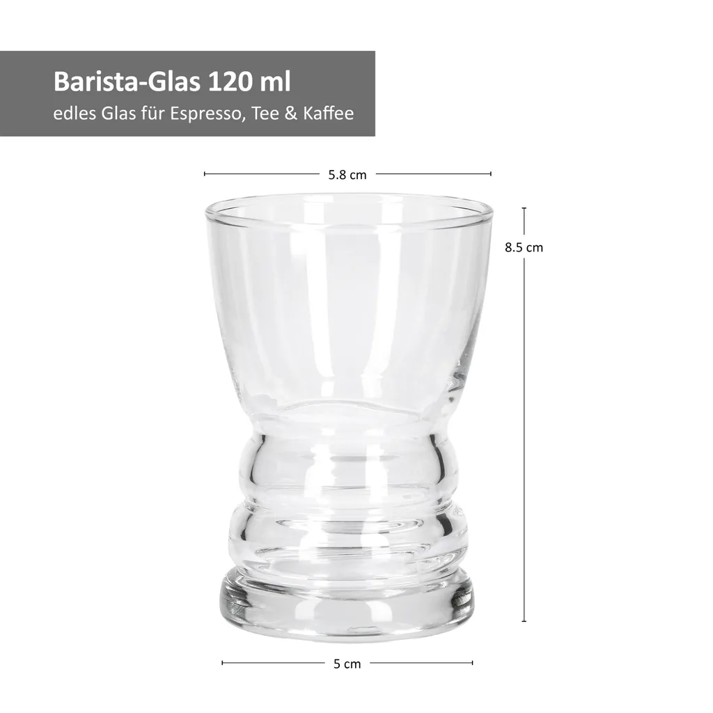 6tlgSet Barista-Gläser Espresso Tee Kaffee 120ml Glas Theke Mini-Bar Servier-Geschirr Tafel Gastro - Image 3