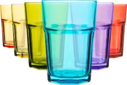 Rink Drink 6 StĂŒck Farbige GlĂ€ser Highball-Set - Vibrant Multicolored Partei-Cocktail-Trinken Tumblers - 365ml - 6 Farben