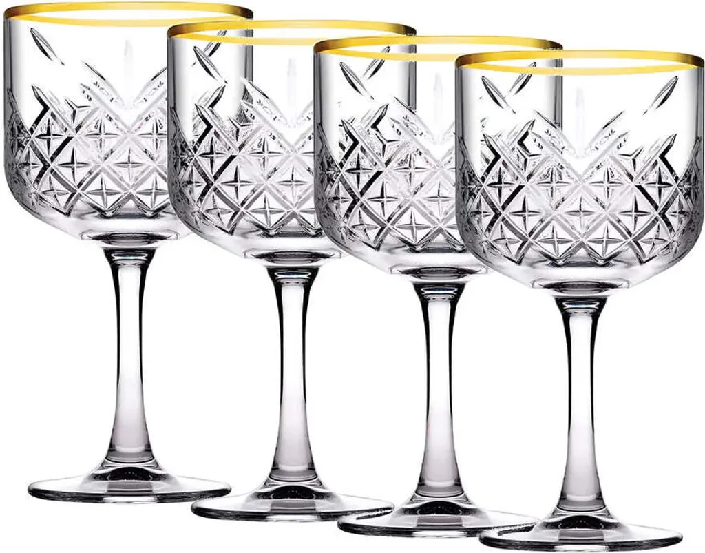 Pasabahce Timeless Golden Touch Kelchgläser 4er Set, Weingläser, 330ml - Image 2