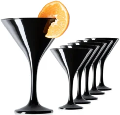 Schwarze Martini Gläser 150ml Set 6-Teilig Aus Glas Cocktailgläser