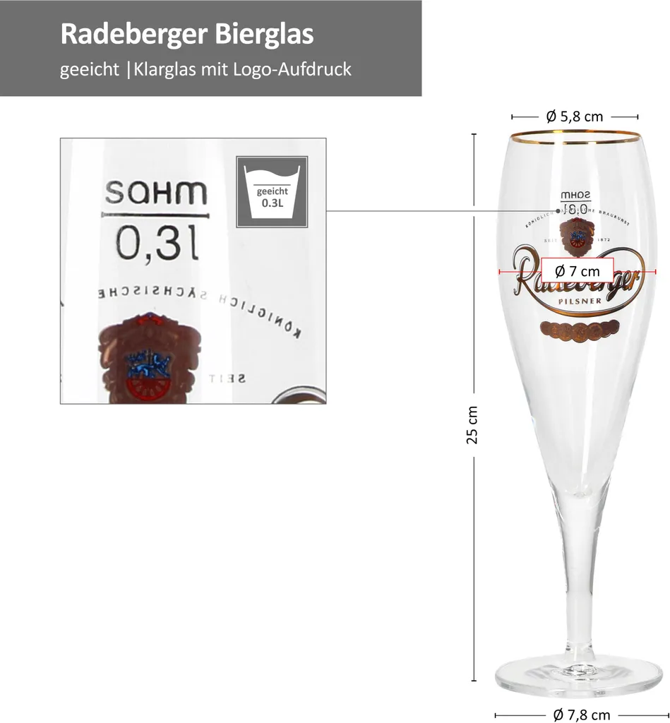 Van Well 6x Radeberger Pilsener Biergläser 0,3L Geeicht Pilstulpe Bierpokal Beer - Image 6