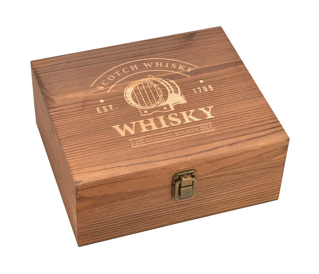 Whisky Geschenk-Set Mit 2 Gläsern, Eiswürfeln Aus Edelstahl, Zange, Samtbeutel In Einer Schönen Holzbox - Image 8