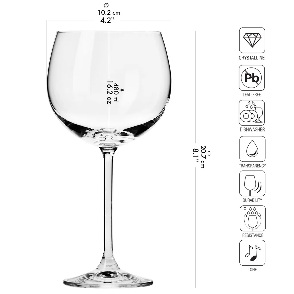 KROSNO Venezia Gin Tonic Wassergläser, 6er-Set, 480 Ml - Image 12