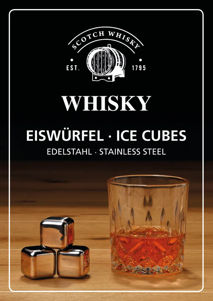 Whisky Geschenk-Set Mit 2 Gläsern, Eiswürfeln Aus Edelstahl, Zange, Samtbeutel In Einer Schönen Holzbox - Image 14