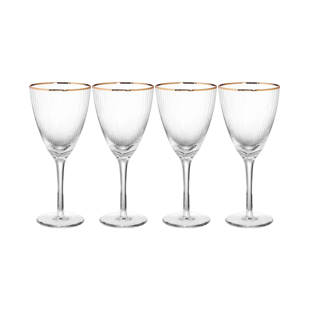 BUTLERS GOLDEN TWENTIES 4x Weingläser Mit Goldrand Und Rillen 280ml