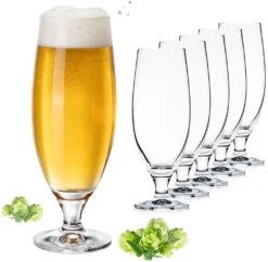 Bierkelche 500ml (max. 580ml) Set 6-Teilig Bierglas Weizengläser Aus Crystalline Glas