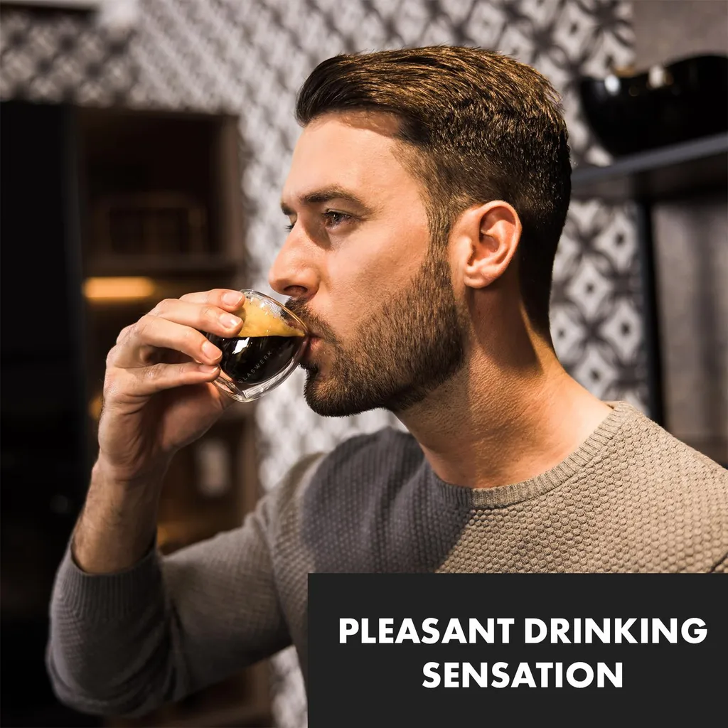 Klarstein Glaswerk Vienna Doppelwandige Gläser , Thermoglas , Trinkglas , Espresso-, Kaffee- Und Shotglas , 4 Stück , Für Heiße Und Kalte Getränke , 80 Ml , Borosilikatglas , Hitze- Und Kältebeständig , Handgemacht , Spülmaschinenfest , Thermoeffekt - Image 3