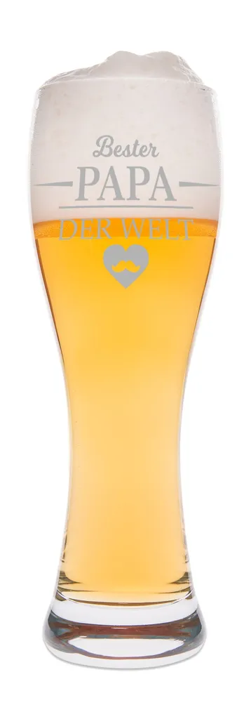 Leonardo Weizenglas Mit Gravur - Bester Papa Der Welt - Geschenk Für Papa Ideal Als Vatertagsgeschenk 0,5l Bierglas Weiz - Image 2