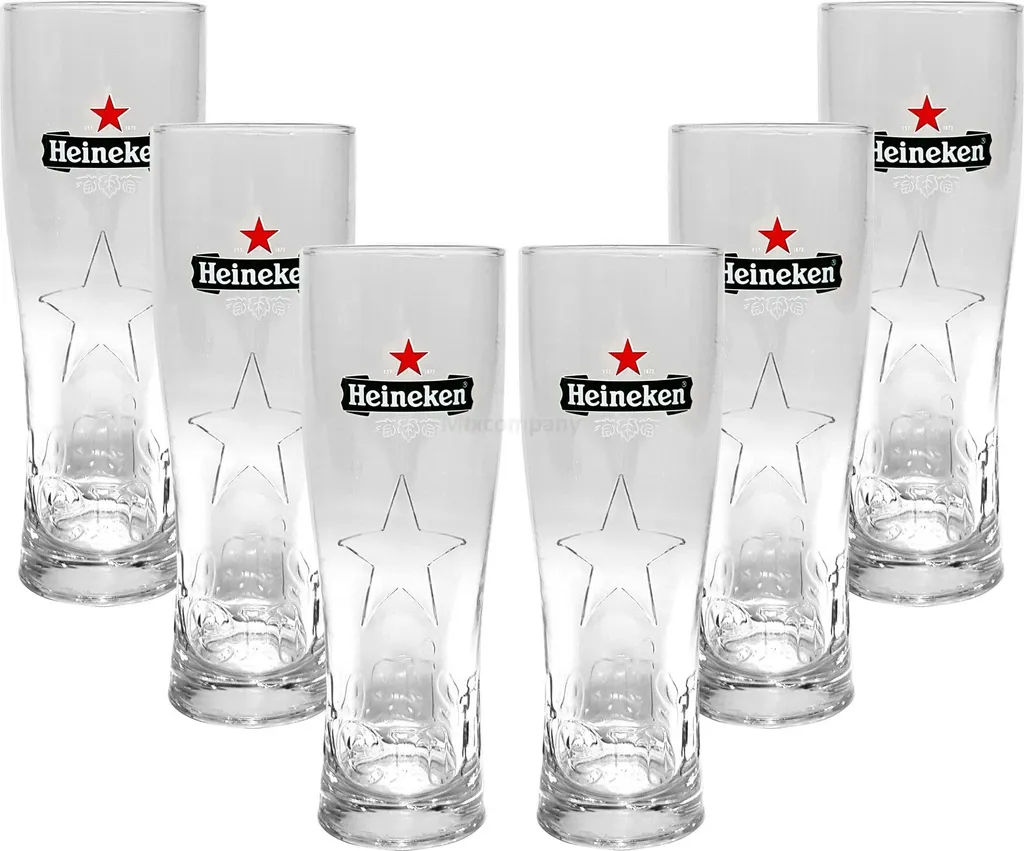 Heineken Bier 0,25 Glas Gläser Set - 6x Gläser 0,25 GEEICHT Bierglas Ellipse