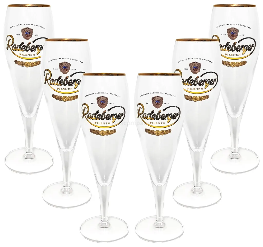 Radeberger Pilsener Bierpokal Glas Gläser-Set - 6x Pilstulpen 0,3l Geeicht